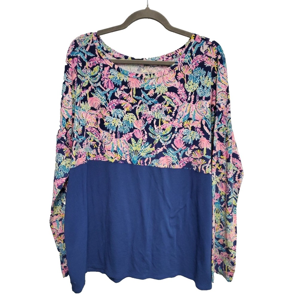 Lilly Pulitzer Finn Top Oyster Bay Navy Seen And Herd Women's Size‎ XXL
